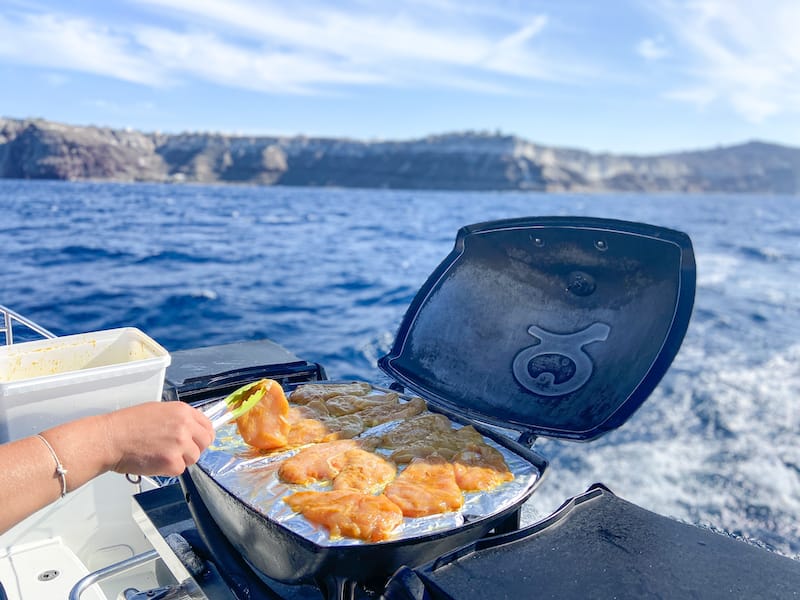 Santorini catamaran cruise BBQ - it was so delicious!