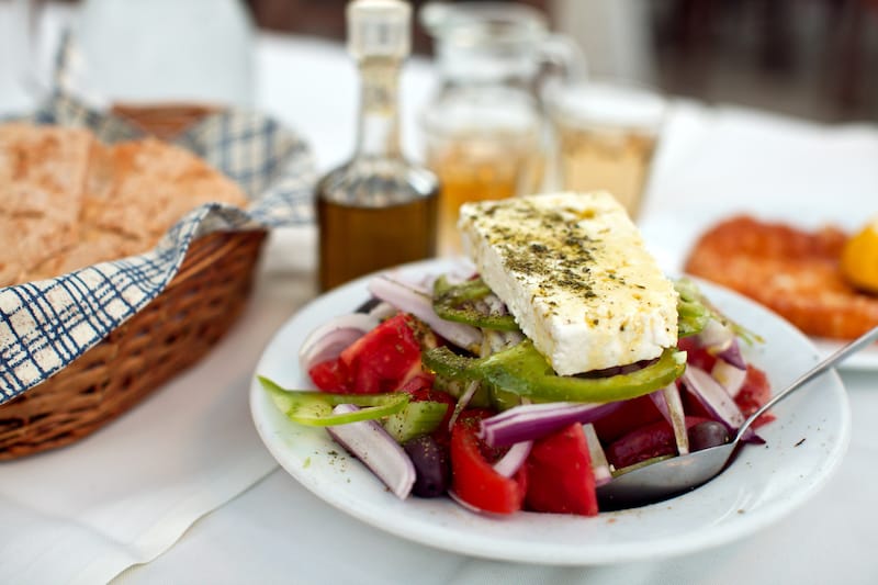 Be sure to get a delicious Greek salad on Mykonos