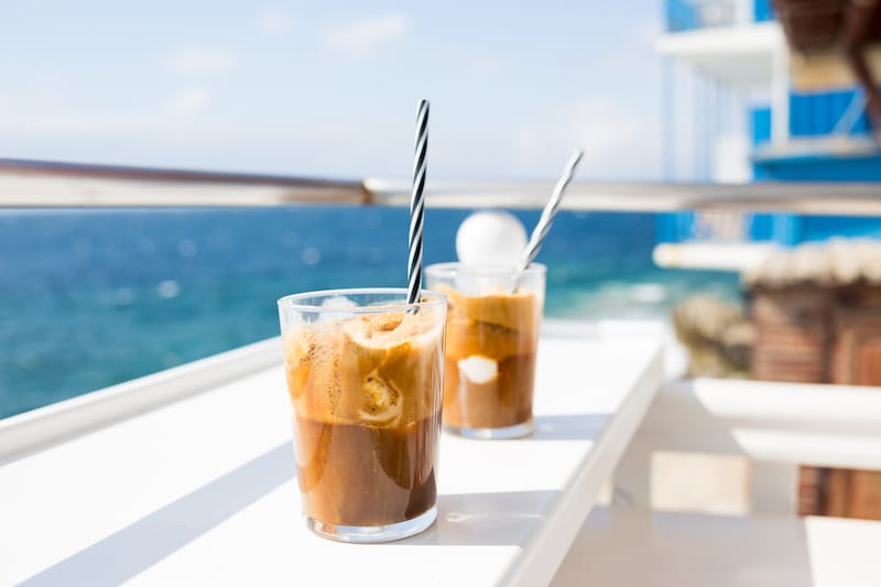 Refresh with a cold coffee on Mykonos!