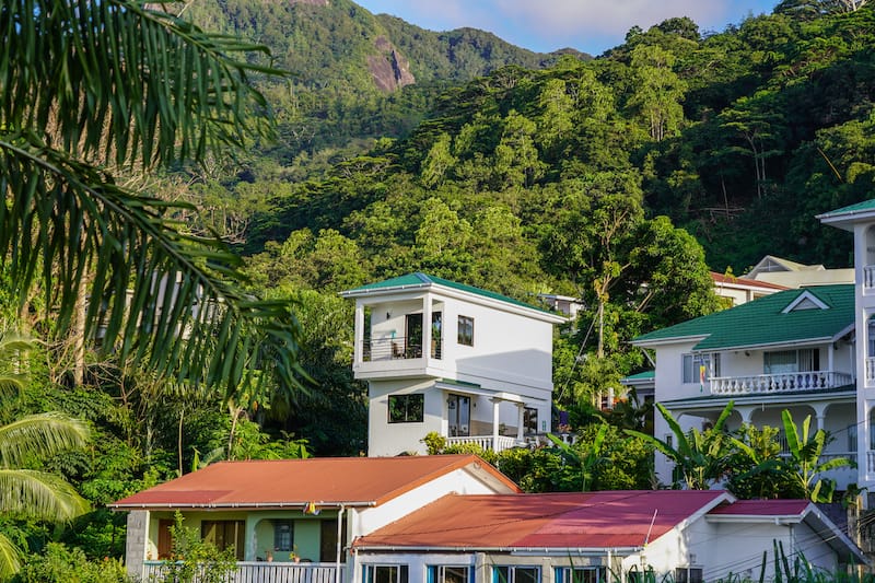 My accommodation in Beau Vallon was the white home on the hill.