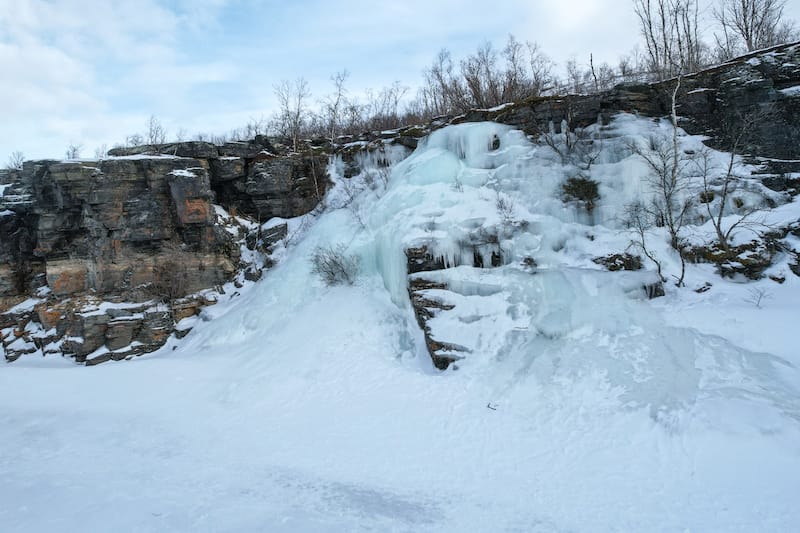 Frozen waterfalls in Abisko