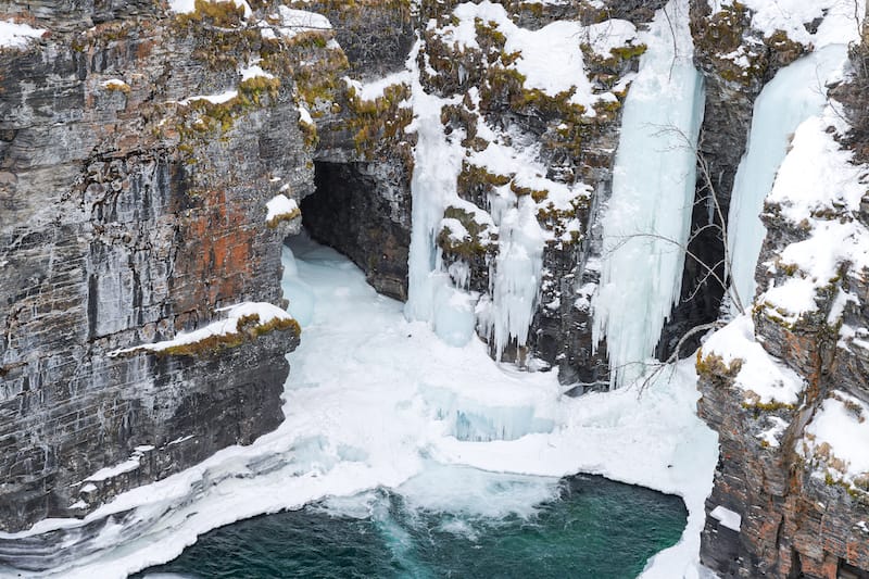 Waterfalls in Abisko during winter