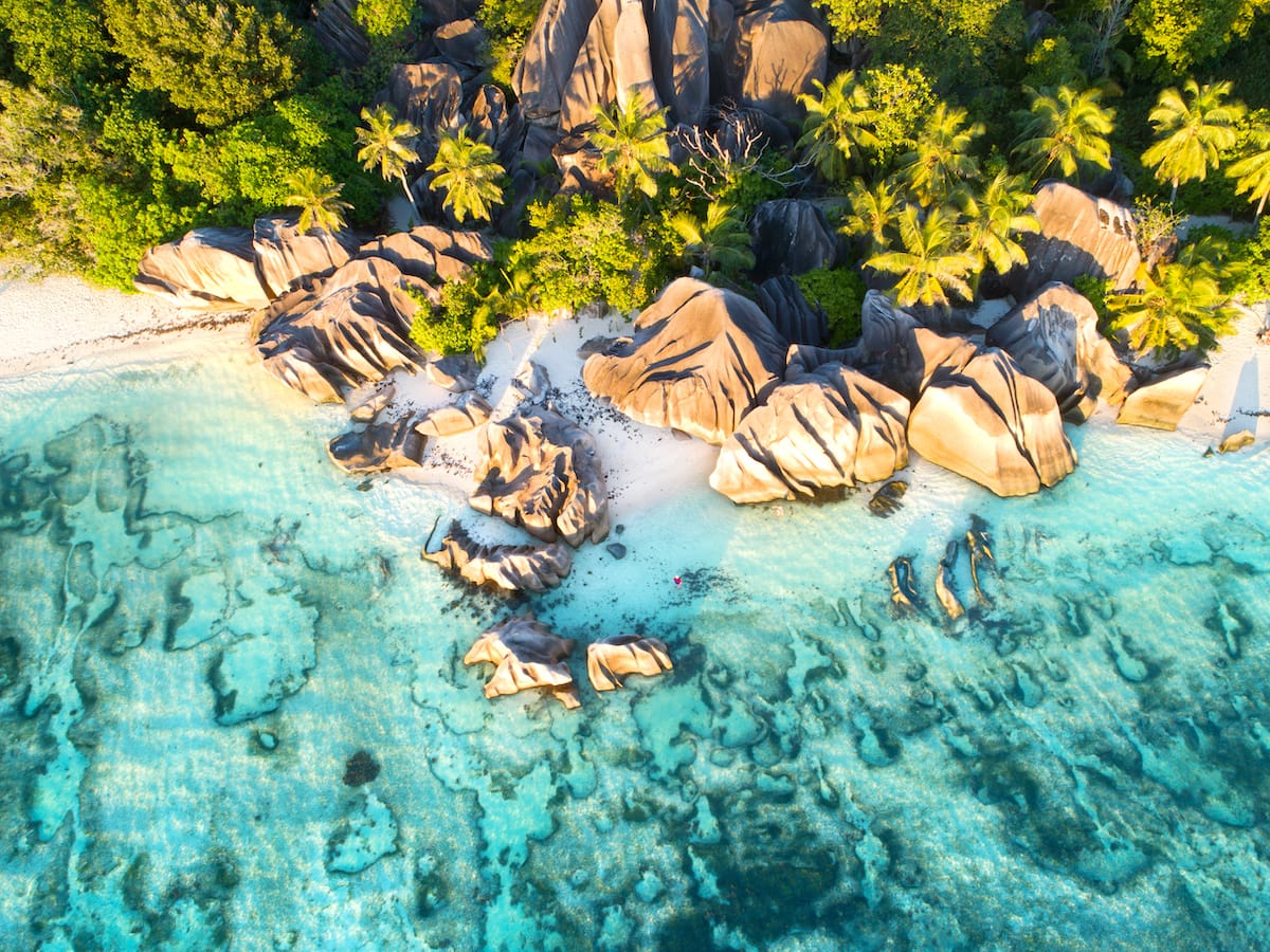 Anse Source D'Argent Beach from above