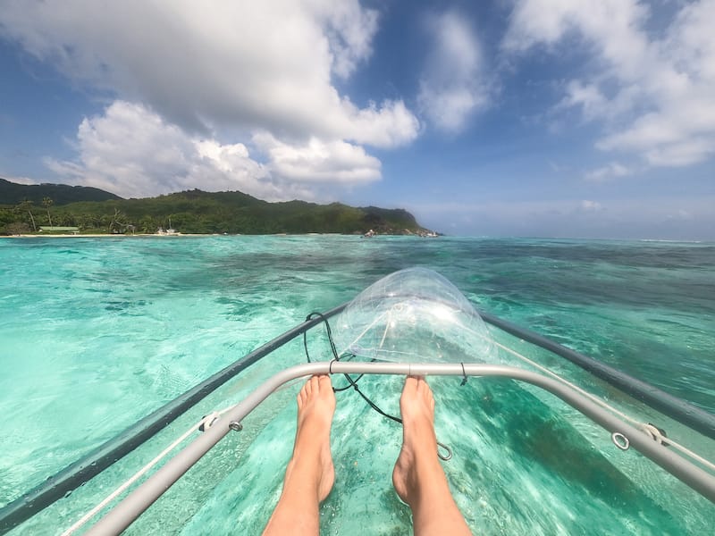 Crystal kayaking in La Digue