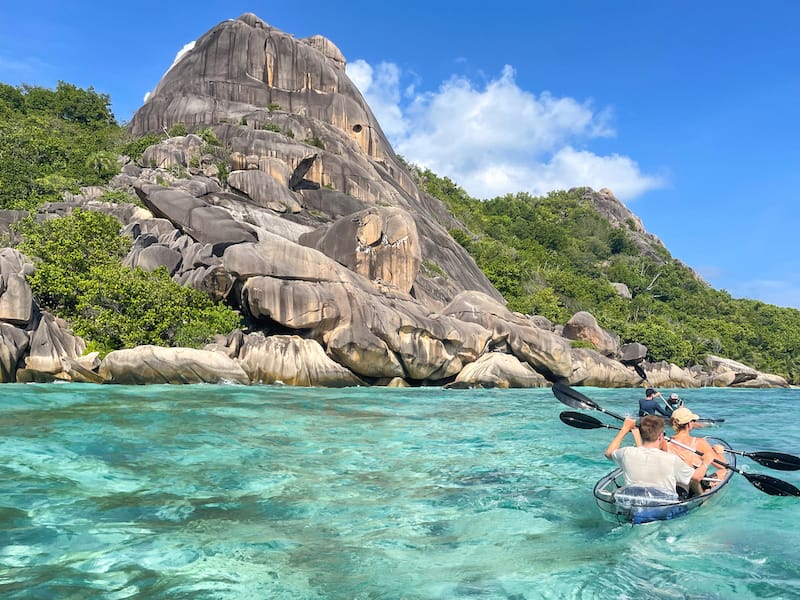 Crystal kayaking in La Digue