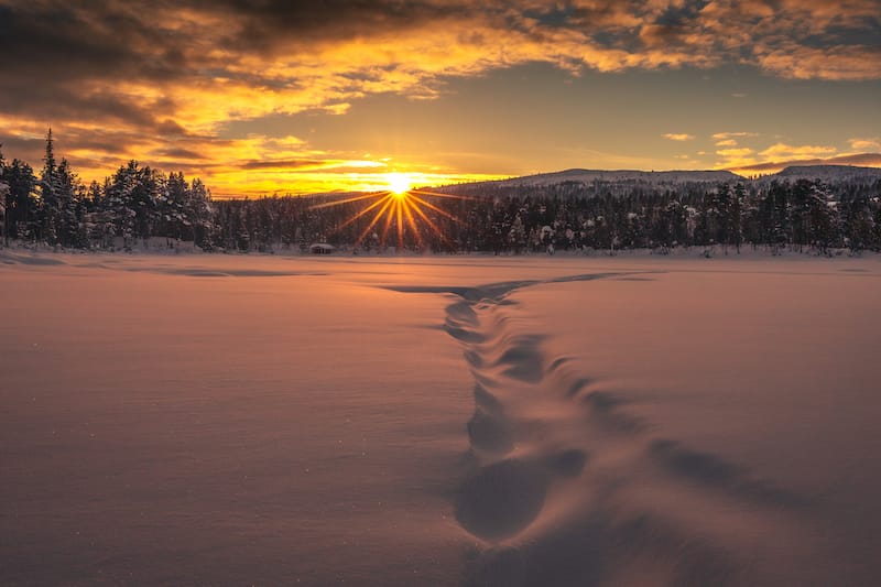 Hiking in Abisko National Park in winter