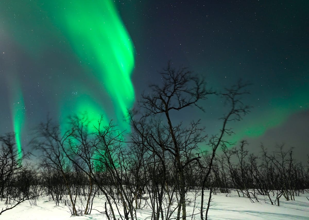 Northern lights snowshoeing tour in Abisko