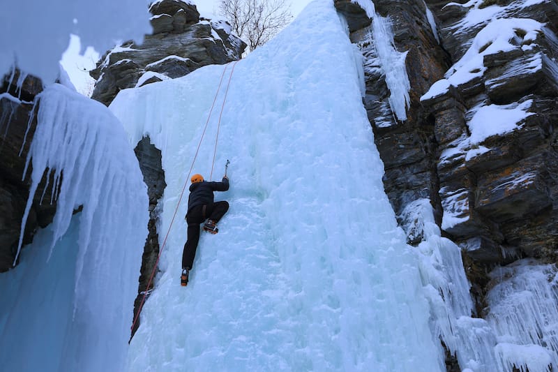 Ice climbing is one of the most popular Abisko activities