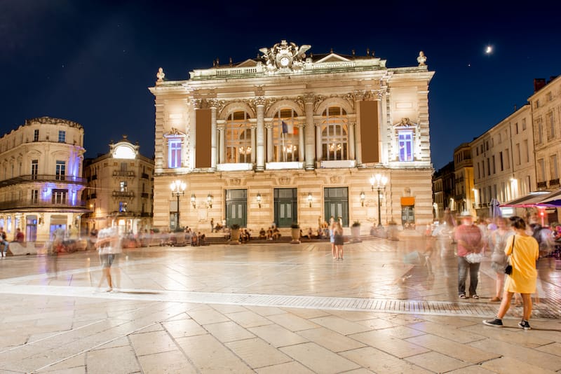 Opera house at night