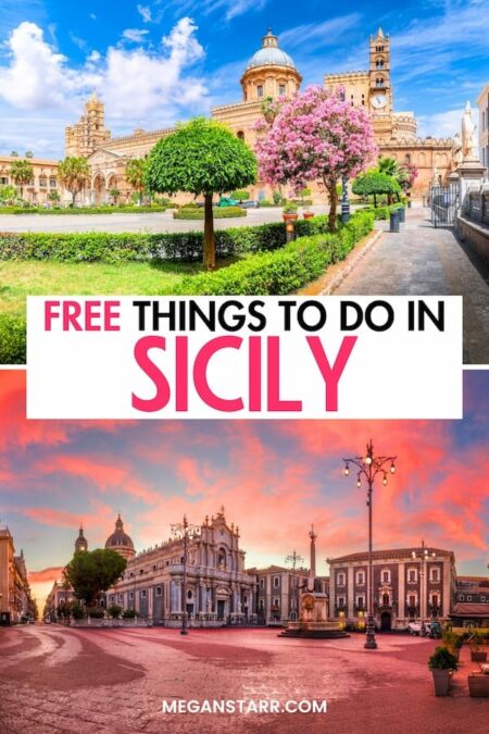 Are you looking for the best free things to do in Sicily? This guide will help you find the top free Sicily attractions, beaches, museums, and landmarks to add to your itinerary! Save this Sicily budget bucket list for later! | Sicily things to do | What to do in Sicily | Sicily landmarks | Sicily sightseeing | Sicily museums | Sicily restaurants | Sicily travel guide | Sicily itinerary