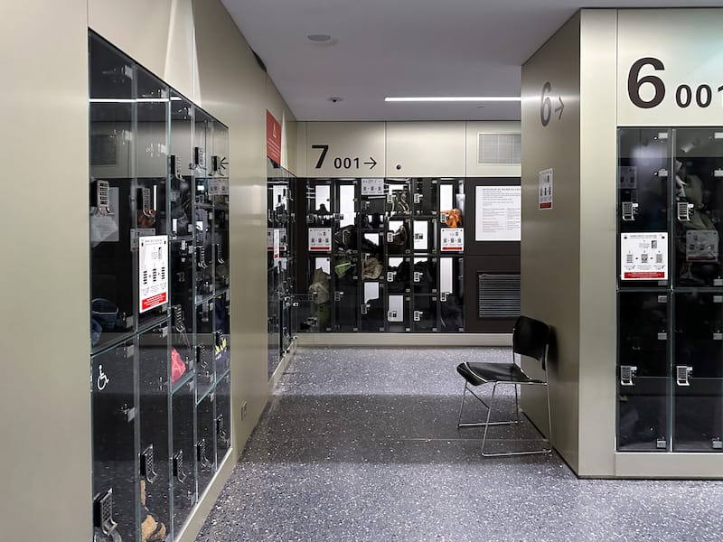 Storage lockers at the Louvre