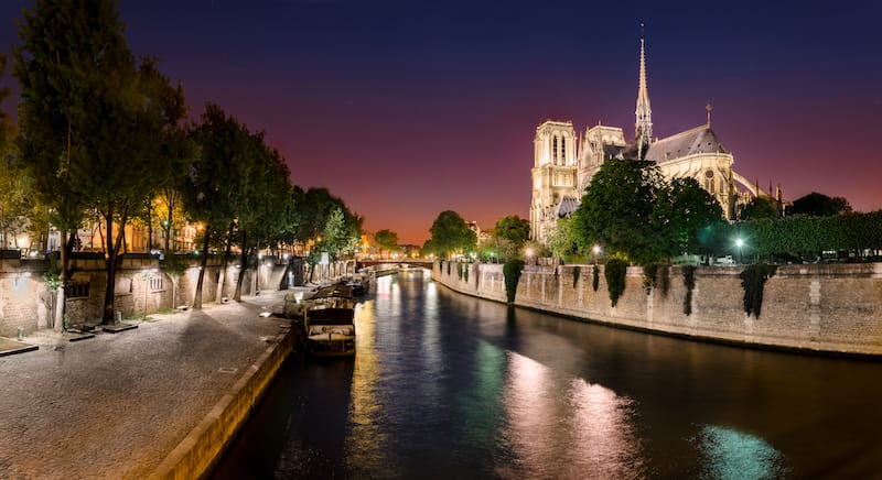 Cruising along the Seine at night