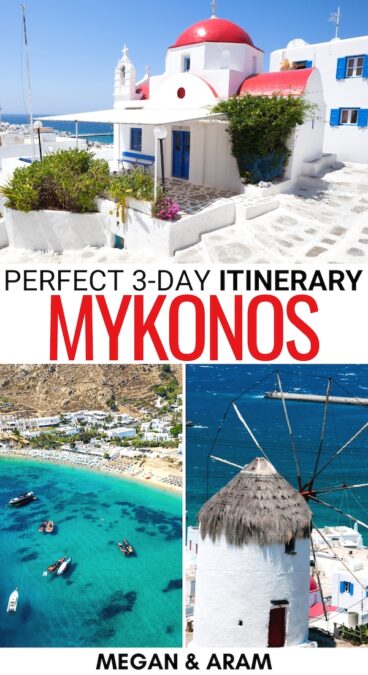 Are you looking for the best way to spend 3 days in Mykonos (or more!)? This Mykonos itinerary breaks down your trip and helps you plan the perfect one! | 3 day Mykonos itinerary | Things to do in Mykonos | Greece itinerary | Trip to Mykonos | 2 days in Mykonos | 4 days in Mykonos | What to do in Mykonos | Visit Mykonos | Mykonos sightseeing | Mykonos tours