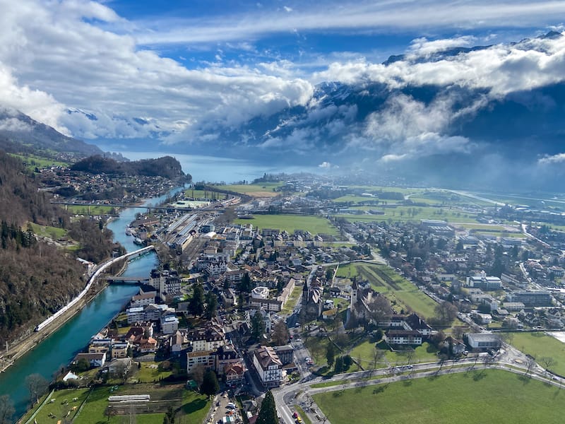 Interlaken and the Alps from above 