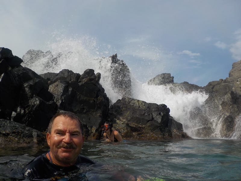 On the Aruba jeep tour in the natural pool