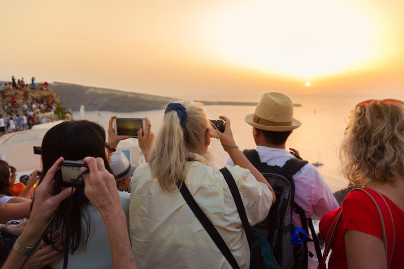 Crowds in Oia for the sunset