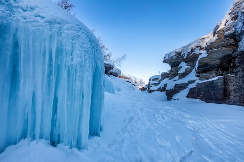 Frozen waterfall at Abisko National Park