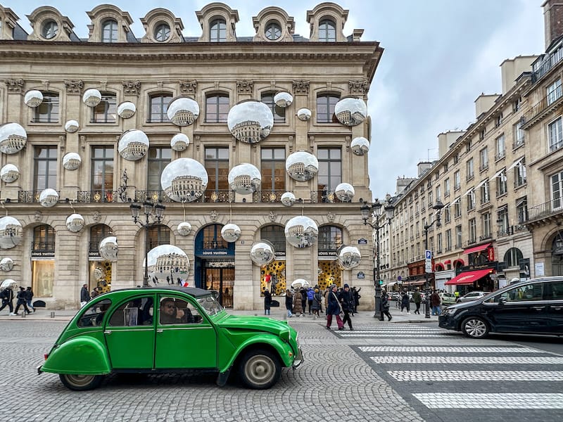 Outside Louis Vuitton on Champs-Elysées