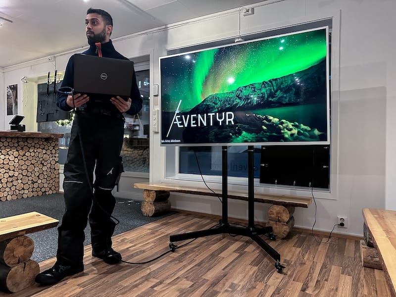 Learning about the northern lights before our tour