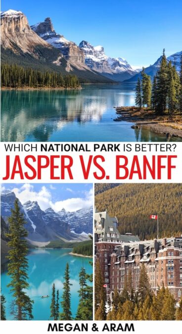 Are you looking to compare two of Canada's national parks and see which is better for you? This guide will look at Jasper vs Banff - and tell you our thoughts! | Banff vs Jasper | Jasper or Banff | Banff or Jasper | Is Jasper National Park worth it? | Is Banff National Park worth it? | Canmore Alberta | National Parks in Canada | Canada National Parks 