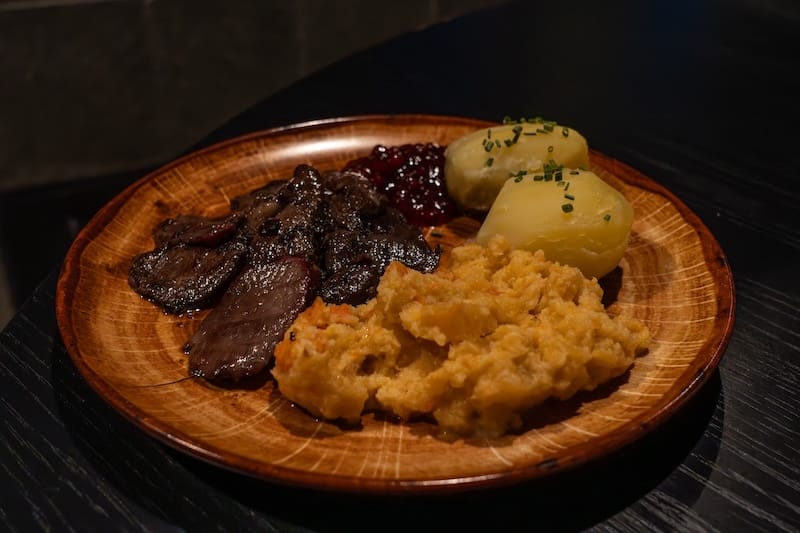 Smoked reindeer at Sami Siida