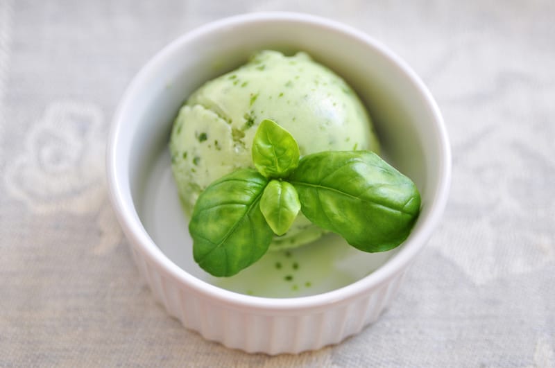 Tasty basil sorbet