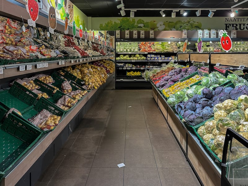 Veggie section at the grocery store.