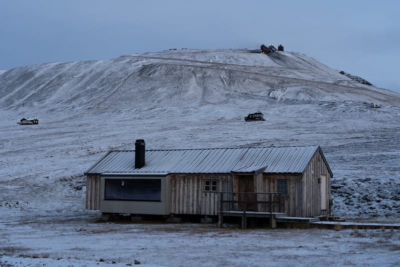 One of the on-site buildings at Camp Barentz