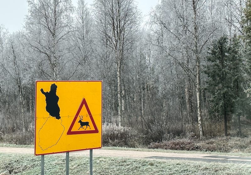 When driving in Lapland, these signs are frequently posted as a reminder
