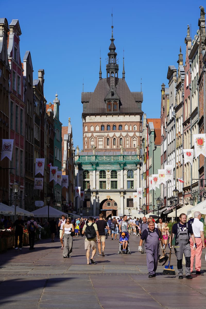 The Golden Gate in the distance in the heart of Gdansk