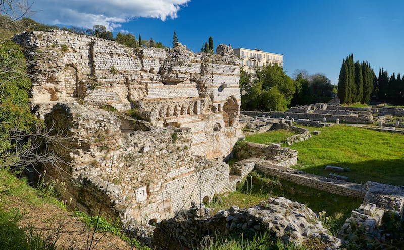 Roman ruins in the Cimiez neighborhood in Nice