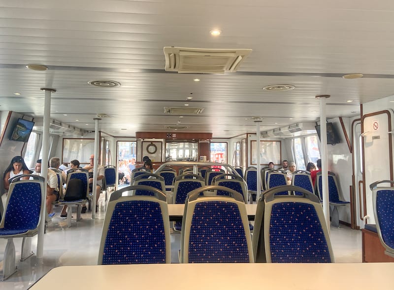 The cabin of the boat from Nice to Saint-Tropez