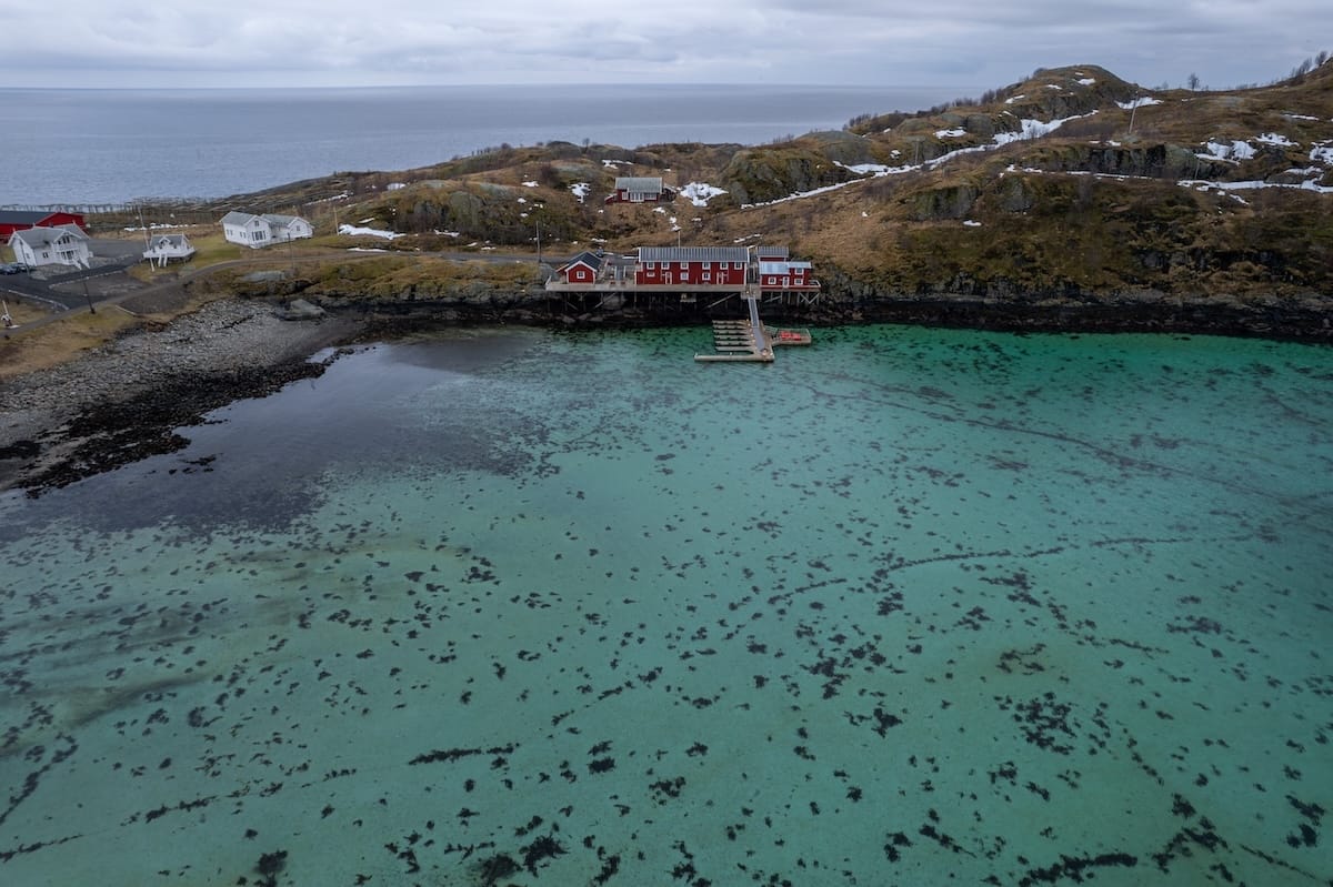 The beautiful water above my rorbuer (with my drone)