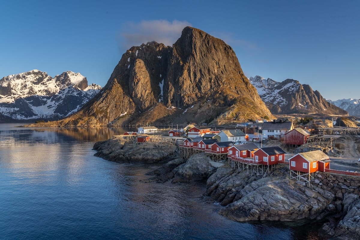 Iconic view of rorbuer in Hamnøy