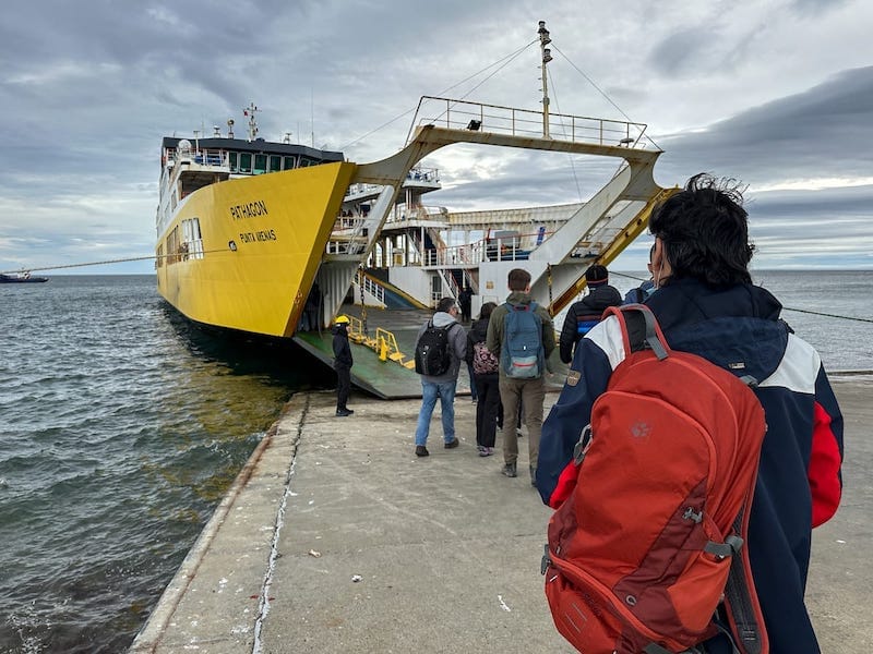 punta arenas free tour Waiting to get on the ferry
