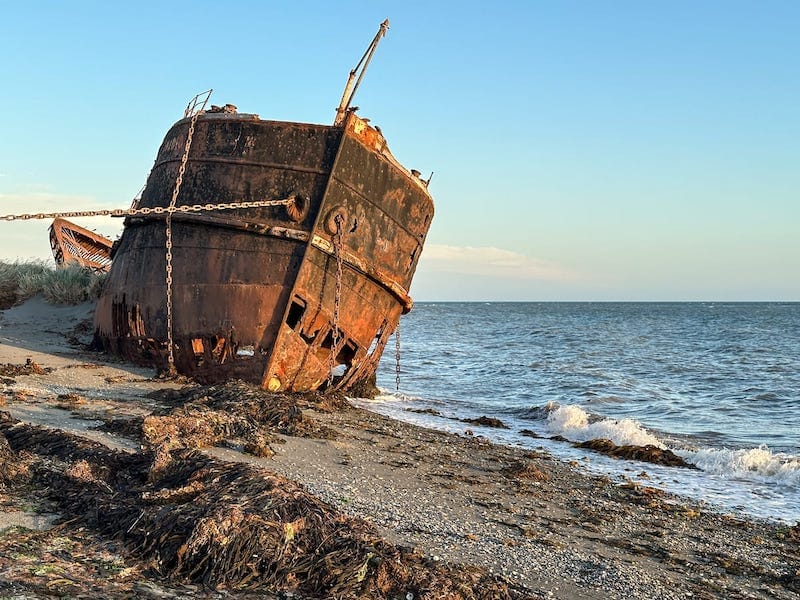 One of the shipwrecks at Estancia San Gregorio