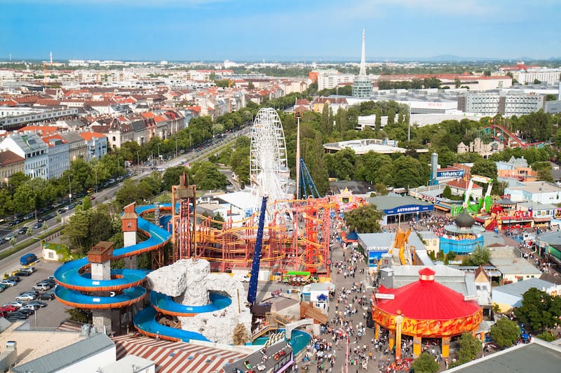Prater Amusement Park from above