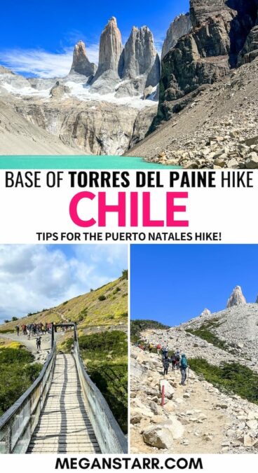 Are you looking to complete the Base of Torres del Paine hike in Chile? This guide details my experience on a day hike to Mirador las Torres (plus some tips)! | Hiking Puerto Natales | Hiking in Torres del Paine National Parl | Torres del Paine hiking | Torres del Paine trails | Where to hike in Patagonia | Mirador Torres hike