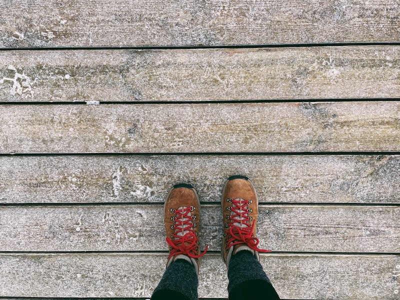 Good shoes are a must with the melting snow