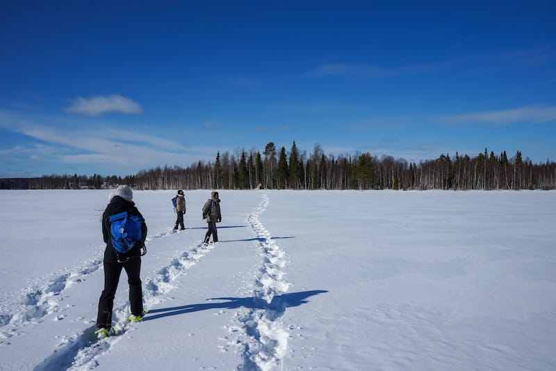 Ice fishing in early April in Rovaniemi