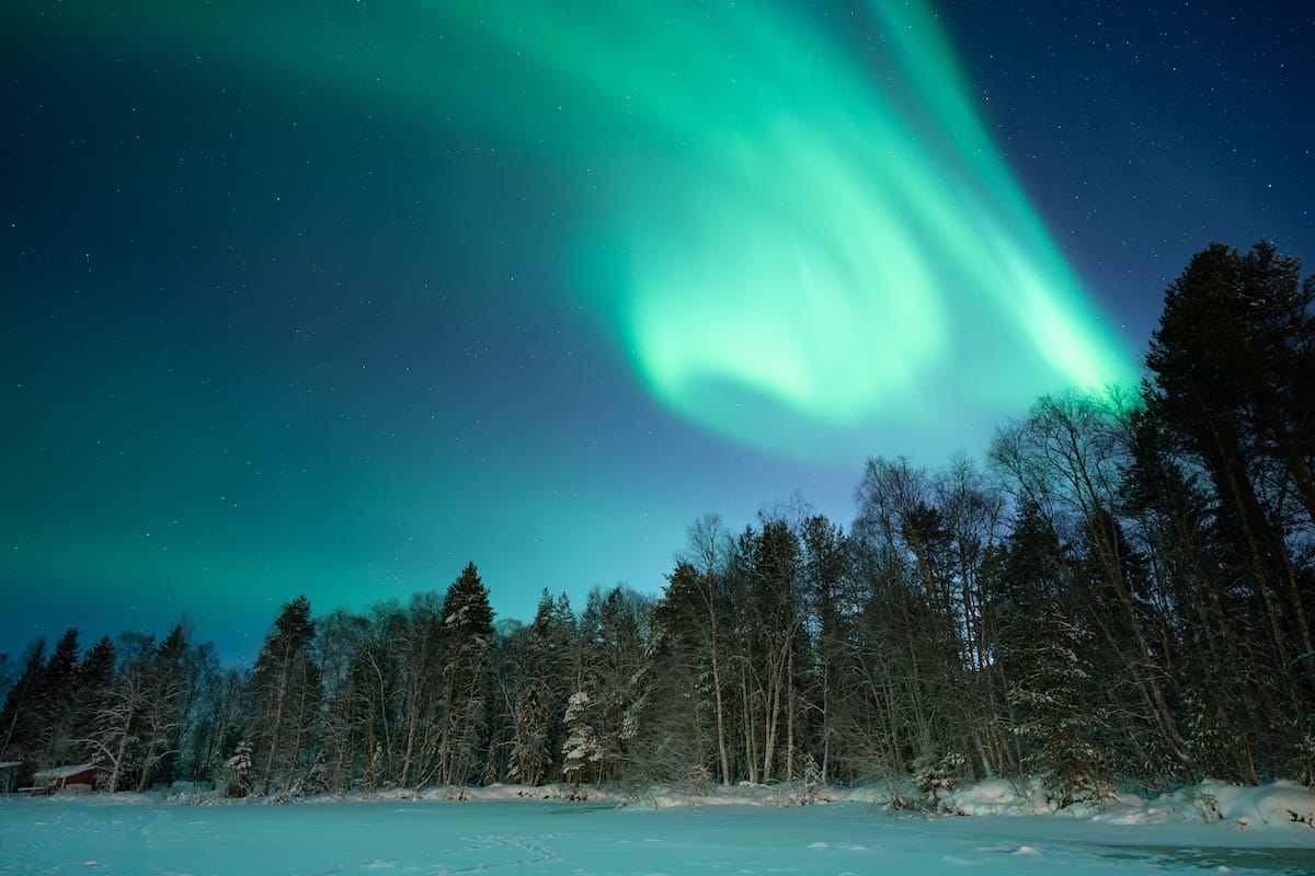 Northern lights in Rovaniemi in winter