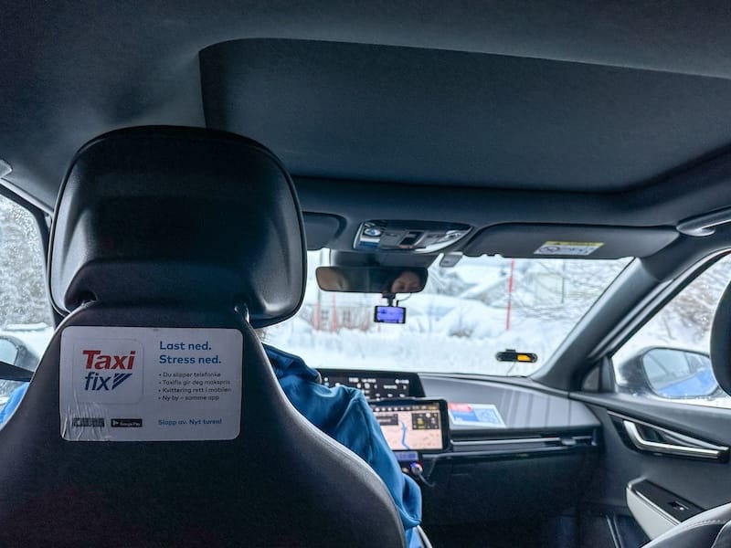 Inside the taxi