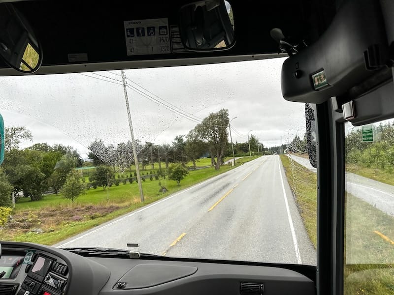 Sitting on the bus on the way to the airport