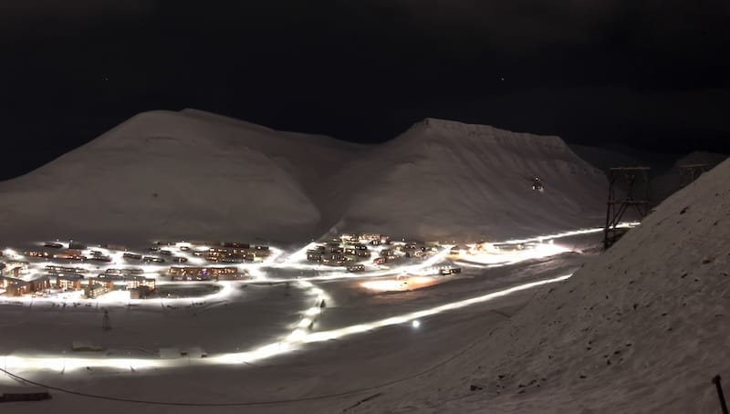 January darkness over Longyearbyen