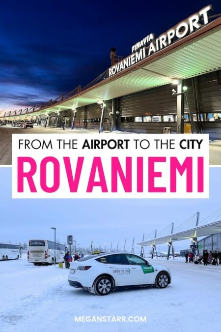 Are you considering your options for getting from Rovaniemi Airport to the city and aren't sure which is best for you? This guide details 4 great options from public transportation to private transfers to taxi services. | Visit Rovaniemi | Travel to Rovaniemi | Lapland travel | Finland travel | Visit Lapland | Rovaniemi itinerary | Visit Santa Claus Village