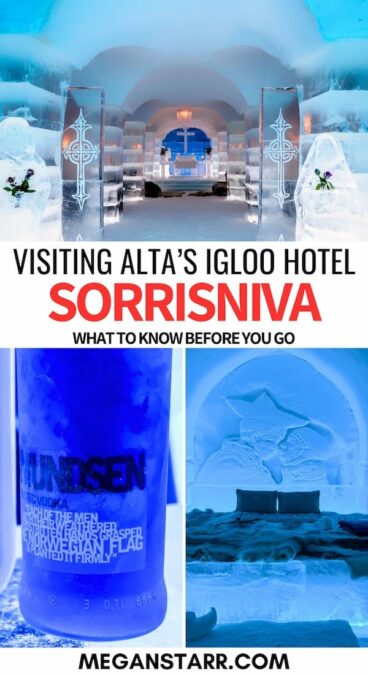 Are you looking to visit the ice hotel in Alta, Norway? This guide covers everything to know before visiting the Sorrisniva Igloo Hotel, including how to stay overnight (and how to just visit with an entrance ticket). Click to learn more! | Hotels in Alta, Norway | Alta hotels | Ice hotels in Norway | Ice hotels in Scandinavia | Things to do in Alta | Alta attractions | What to do in Alta, Norway