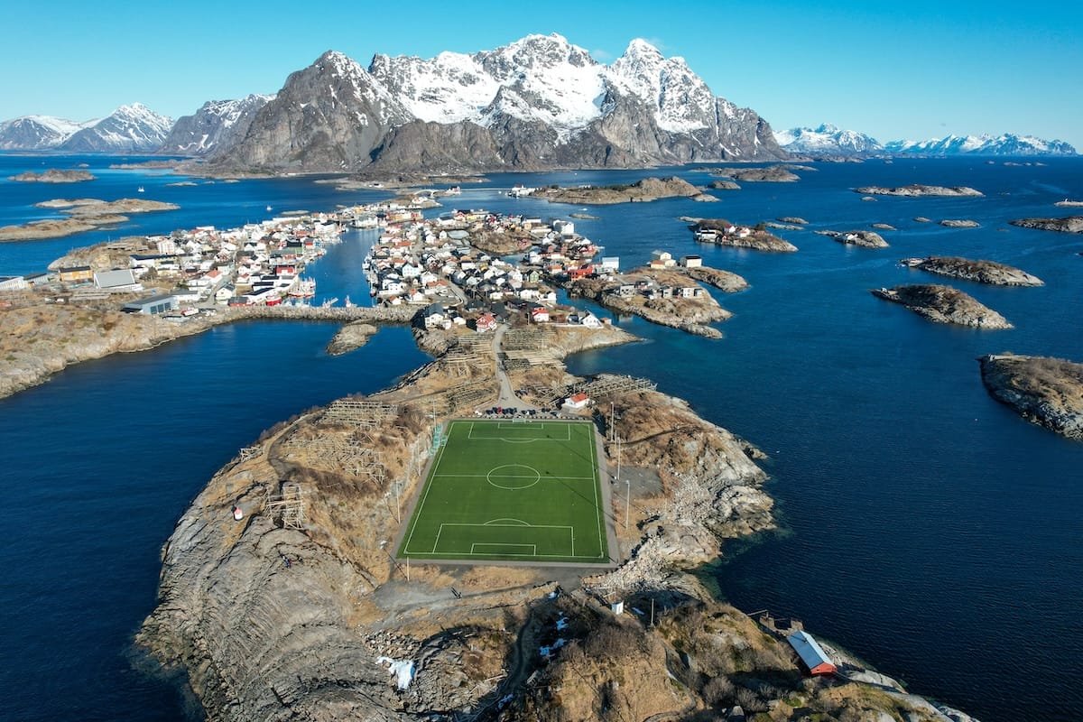Famous football stadium in Henningsvaer