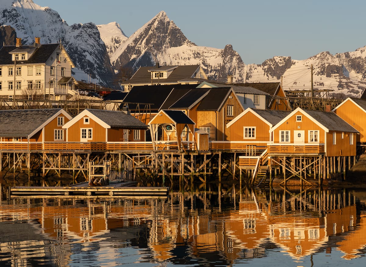 Sakrisøy Rorbuer in the Lofoten Islands (early morning in March)