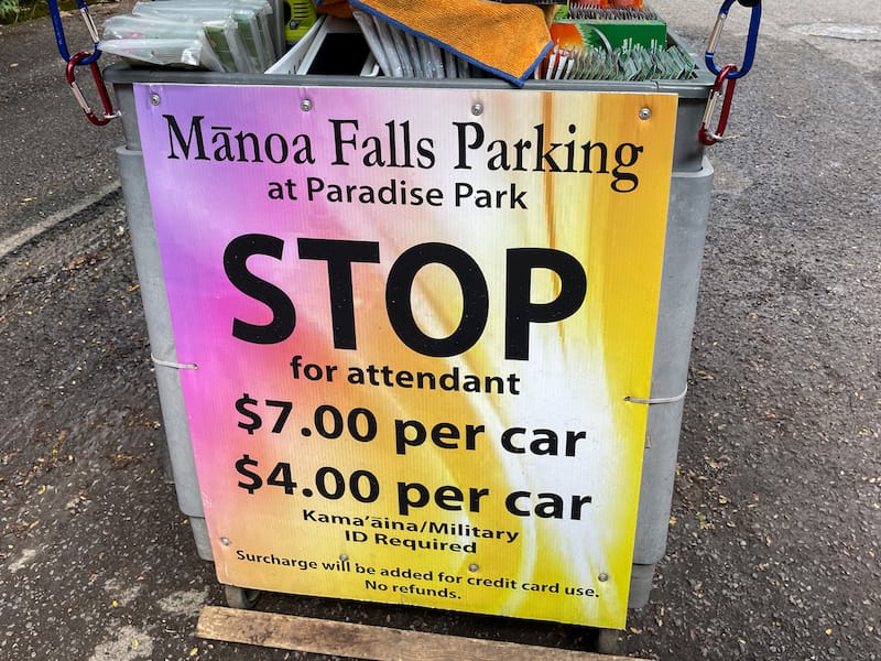 Manoa Falls entrance fee and parking