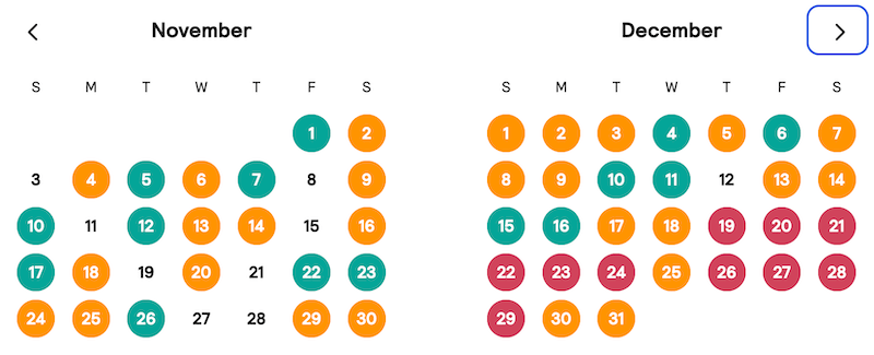 Comparing November to December